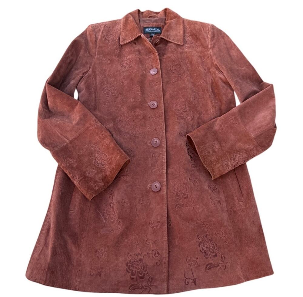 Bernardo Embroidered Suede Jacket - Brown - Size Small